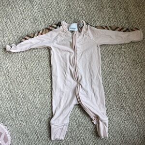 Burberry Light Pink Baby Onesie with Check Accents